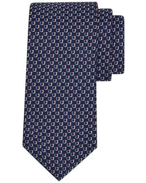 Ferragamo Bicolor Gancini Jacquard Tie - Blue