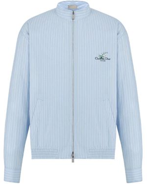 Dior Zipped Shirt With Christian Couture Lily Of The Valley Embroidery - Blue