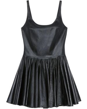 Haikure Faux Leather Cami Skater Dress - Black