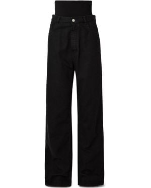Alaïa Stretch Knit-Trimmed Jeans - Black