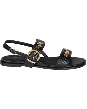 Pinko Logo Detailed Buckle Fastened Sandals - Black