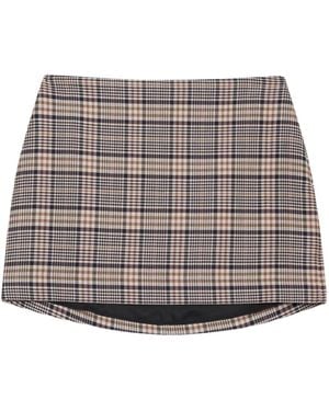 Anine Bing Check-Pattern Mini Skirt - Gray