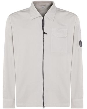 C.P. Company Logo Plaque Zipped Shirt - Grey
