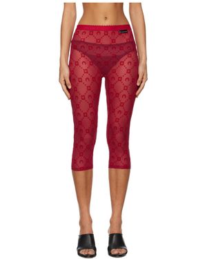 Marine Serre Moonogram Mesh Flock Capri Leggings - Red