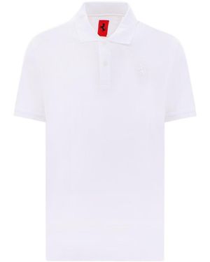 Ferrari Button-Down Collar Polo Shirt - White