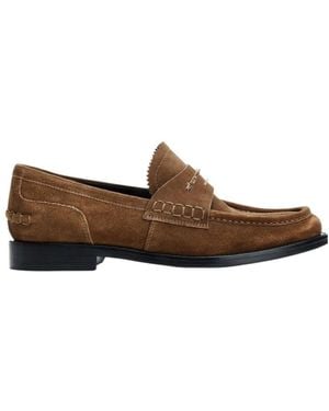 Alexander Wang Logo-Plaque Suede Loafers - Brown