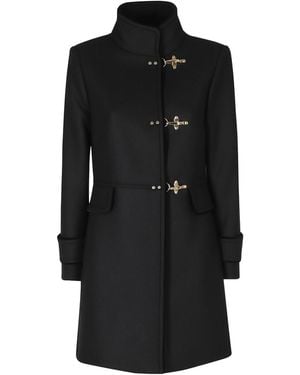 Fay Long-Sleeve Coat With A Stand-Up Collar - Black