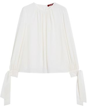 Max Mara Silk Crepe De Chine Blouse - White