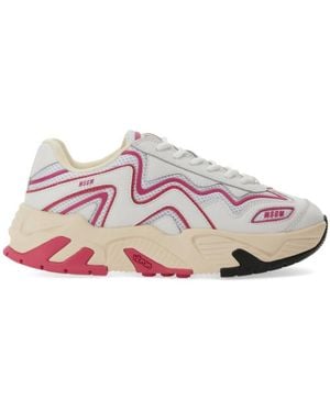 MSGM Panelled Lace-Up Trainers - Pink