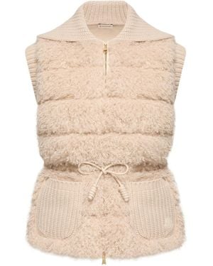 Moncler Wool Cashmere Blend Down Vest - Natural