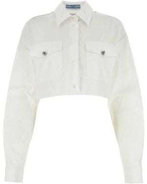 Prada Button-Up Cropped Shirt - White