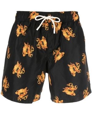 Palm Angels Burning Monogram Printed Swimshorts - Blue