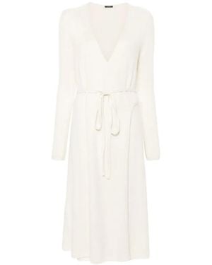 JOSEPH Belted Knitted Maxi Dress - White