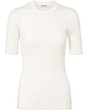 Jil Sander Ribbed-Knit Silk Jumper - White