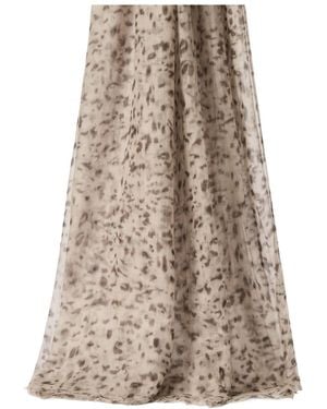 Brunello Cucinelli Lynx-Print Cashmere Scarf - Natural