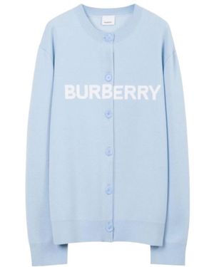 Burberry Logo-Print Knit Cardigan - Blue