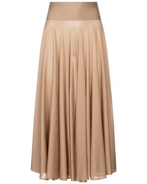 Alaïa Alaïa Elasticated Waist Maxi Pleated Skirt - Natural