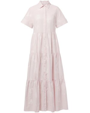 Erdem Embroidered Tiered Cotton Shirt Dress - Pink
