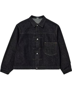 A.PRESSE Collared Denim Jacket - Black