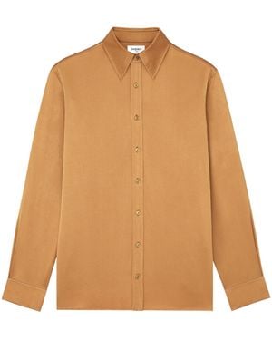 Saint Laurent Button-Up Long-Sleeved Shirt - Natural