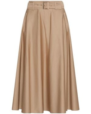 Marella Water-Repellent Stretch Cotton Satin Skirt - Brown