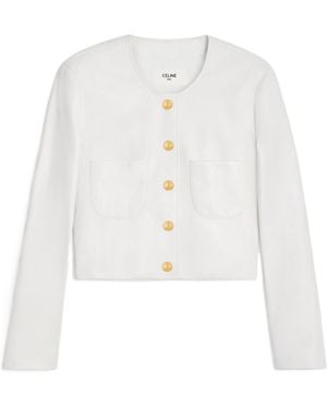 Celine Long-Sleeved Leather Jacket - White