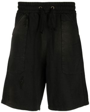 Balmain Ripped Cotton Shorts - Black