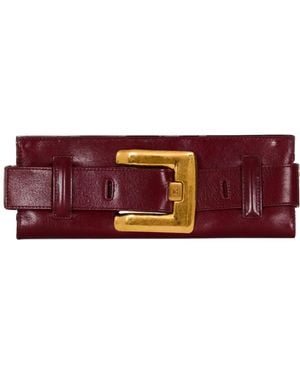 Balmain Anthem Calfskin Leather Clutch - Red