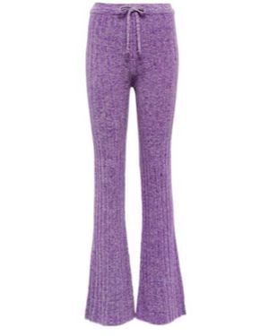 Acne Studios Ribbed-Knit Flared Wool-Blend Trousers - Purple