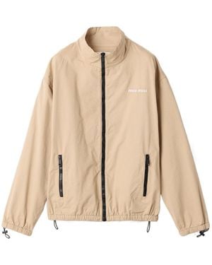 Miu Miu Washed Gabardine Blouson Jacket - Natural