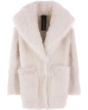 Blancha Sheepskin Single-Breasted Coat - White