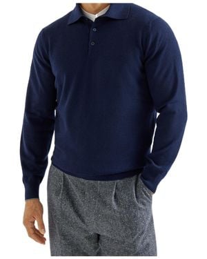Brunello Cucinelli Cashmere Knit Polo Shirt - Blue