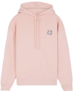 Maison Kitsuné Maison Kitsuné Fox Head Patch Drawstring Hoodie - Pink