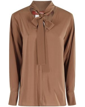 Max Mara Bow-Collar Silk Blouse - Brown