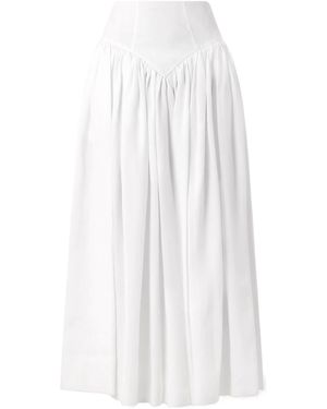 Gabriela Hearst Juniper Frayed Panelled Linen Midi Skirt - White