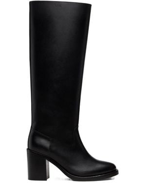 A.P.C. Round Toe Heeled Boots - Black
