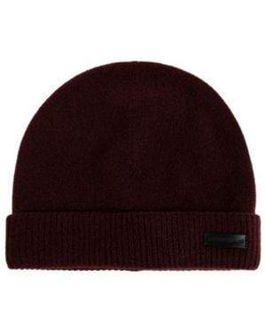 Emporio Armani Ribbed Cashmere Hat - Red