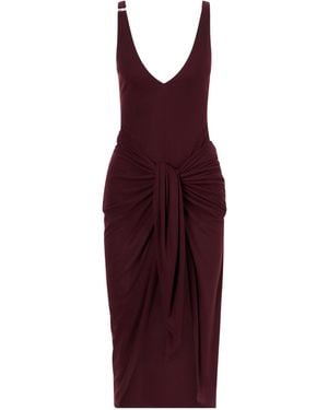 The Attico Knotted Ribbed Lyocell Midi Dress - Red
