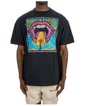 Palm Angels Crazy Mouth Straight Hem T-Shirt - Multicolour
