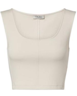 Max Mara Dire Cotton-Blend Jersey Crop Top - White