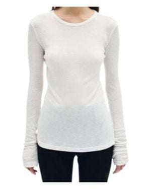 Ann Demeulemeester Fiene Ribbed Long-Sleeve Top - White