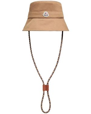 Moncler Logo Patch Drawstring Bucket Hat - White