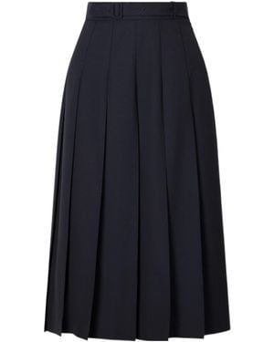AURALEE Hopsack Pleated Skirt - Blue