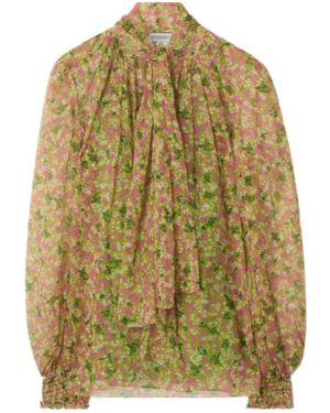 Burberry Ditsy Floral Silk Blouse - Green