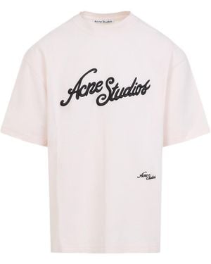 Acne Studios Logo Embroidered T-Shirt - Pink