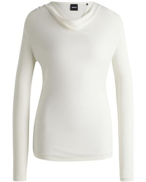 BOSS Cowlneck Longsleeve Top - White