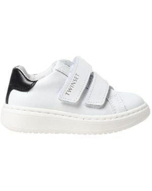 Twinset Leather Double-Strap Sneakers - White