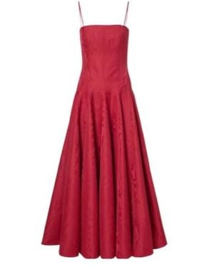 Emilia Wickstead Gracia Pleated Moiré Mikado Bustier Dress - Red