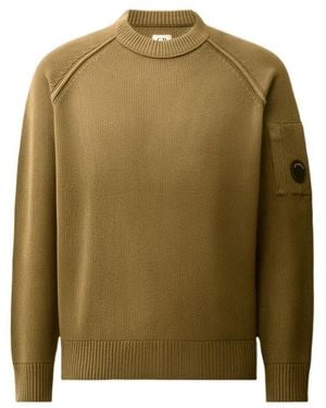 C.P. Company Chenille Cotton Lens Crewneck Jumper - Green