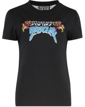 Versace Jeans Couture Couture Logo Printed Crewneck T-Shirt - Black